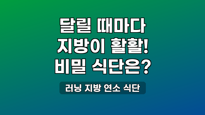 러닝 지방 연소 식단