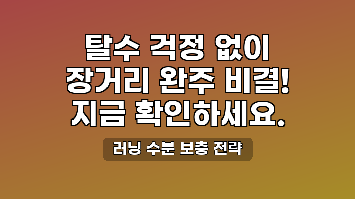 러닝 수분 보충 전략
